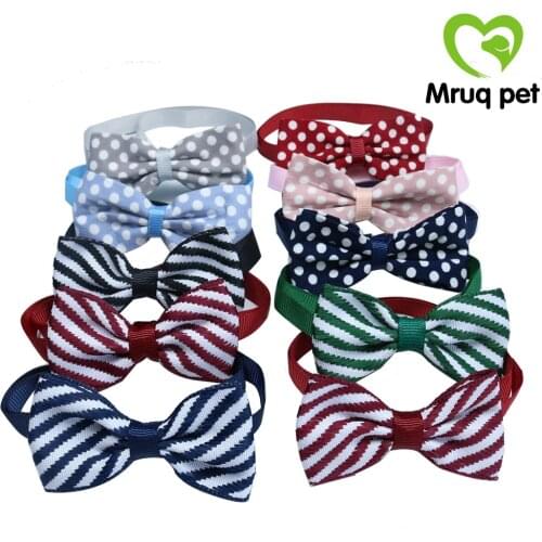 New 50PCS Pet Dog Cat Bow Ties Classic Polka Dots&Stripe Dog Collar Accessories Bowknot Dog Ties Dog Collar Pet Supplies