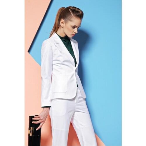 New Custom made White Elegant Autumn Winter Formal Work Wear Women Pants Suits Professional Sets For Office Ladies