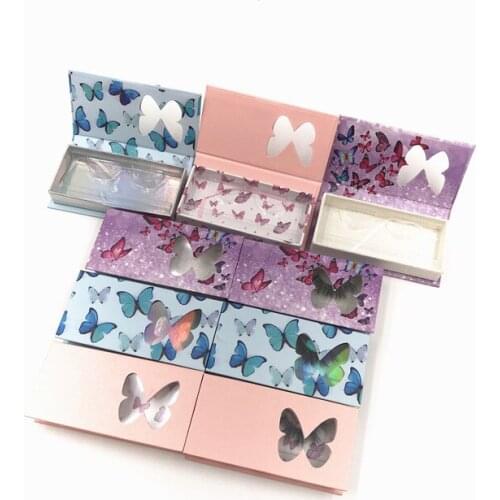 Wholesale Eyelash Packaging Box makeup Empty Lash Packaging butterfly Rectangle Case 25mm Mink Lashes Box Eyelashes Package