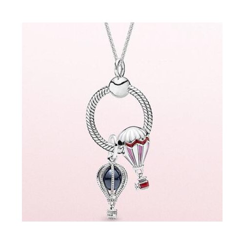 925 Sterling Silver Pan Necklace Polished Moonlight Hot Air Balloon Necklace For Women Wedding Party Fashion Jewelry