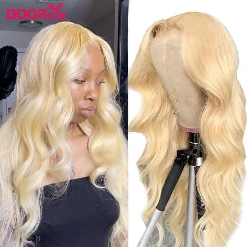613 Blonde Body Wave Lace Part Human Hair Wigs for Black Women HD Transparent Blonde T Shaped Wigs Preplucked Wave Lace Wig Remy