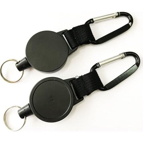 RE plastic thick nylon rope trinket Keychains high elastic tension telescopic Key Chain Ring ABS easy pull buckle carabiner D635