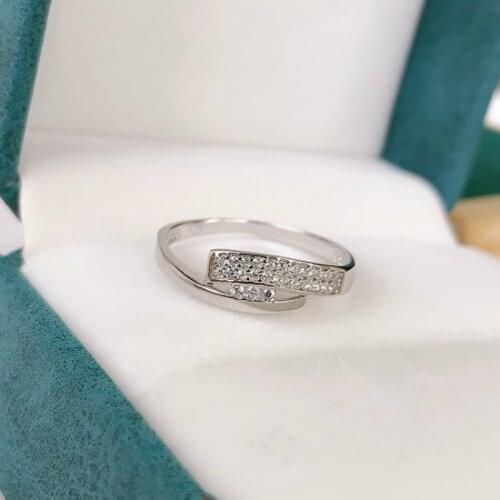 Simple Design 925 Sterling Silver Crystal Couple Rings Gift For Women Jewelry Anniversary Party