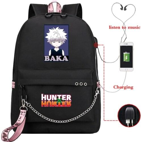 Hunter X Hunter Killua Baka Laptop Backpack USB School Bags Women Travel Bags for Girls Anime Bagpack 2020 Back To School Bags