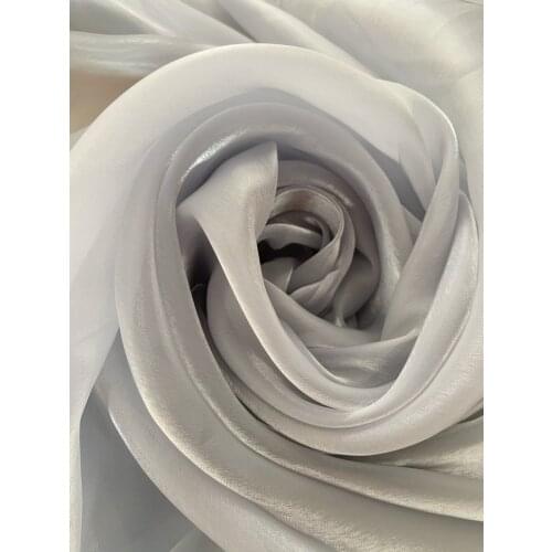 Grey Shiny Solid Organza Fabric Sheer Shine Organza Fabric