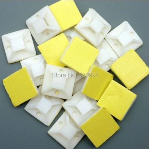 Shhworldsea 20PCS 20x20mm white color Self Adhesive Cable Wire Zip Tie Mounts Mounting Base Clamps Clip