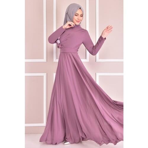 Şifon Elbise Eflatun LİY21071