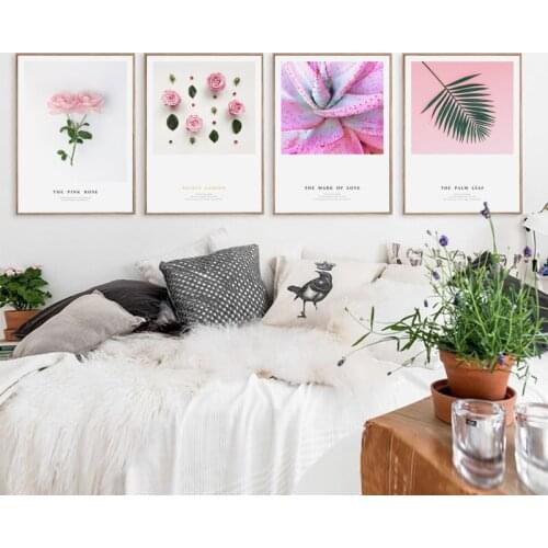 Modern Pink Fresh Sweet Love Flowers Canvas Painting Art Print Poster Picture Wall Home Decoration