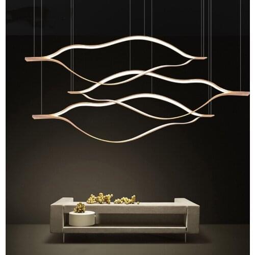 Modern Restaurant Chandelier Hotel Lobby Villa Living Room Study Light Wave-shaped Long Creative Suspension Lamps PA0689