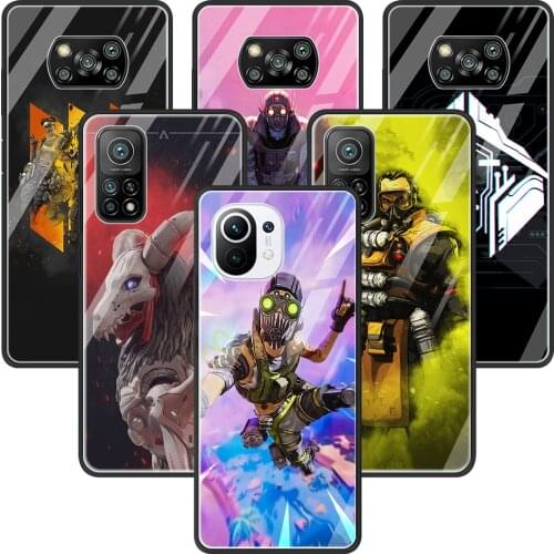 Glass Cover For Xiaomi 11 Ultra Note 10 10T 9 9T Poco X3 NFC X2 F2 M2 Pro Shell Back TPU Case Apex Legends Game