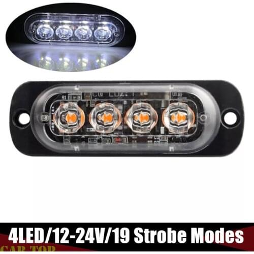 Strobe Trailer Light 4 LED Emergency Truck Marker Flash Strobe Warn Hazard Light 12V-24V Side Marker Light