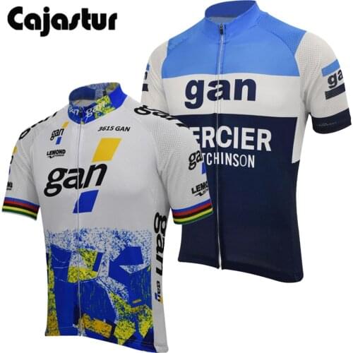 Gan cycling jersey men team summer short sleeve cycling tops full zipper mtb bike wear clothing cajastur