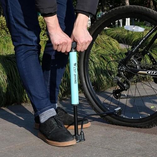 WEST BIKING Bicycle Tire Inflator 120PSI Steel MTB Bike High Pressure Air Pump for Basketball Battery Car Motorcycle