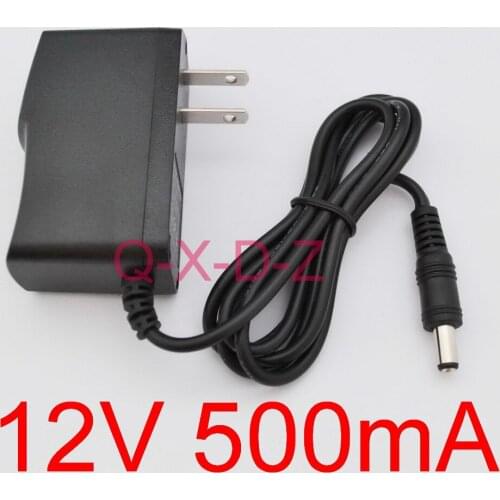 500PCS High quality AC 100V-240V Converter Switching power adapter DC 12V 500mA & 0.5A Supply US Plug DC 5.5mm x 2.1mm