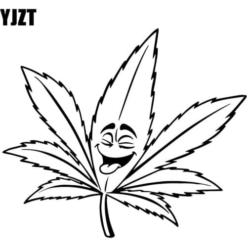 YJZT 17.4X14.9CM Smile Weed Face Fashion Bumper Window Vinyl Decal Decoration Car Sticker C25-1161