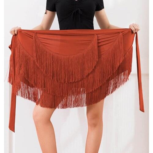 2019 Hot Sexy Lady Latin Dance Tassels Skirt For Women Adult Hip towel Skirt Straps Skirt Dancing Latino Tango Skirt MD9302