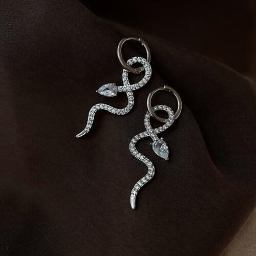 ZDMXJL 2021 New Arrival Fashion Womens Earrings Fine Snake Shape Zircon Earrings For Women Party Jewelry Gifts Drop-shipping