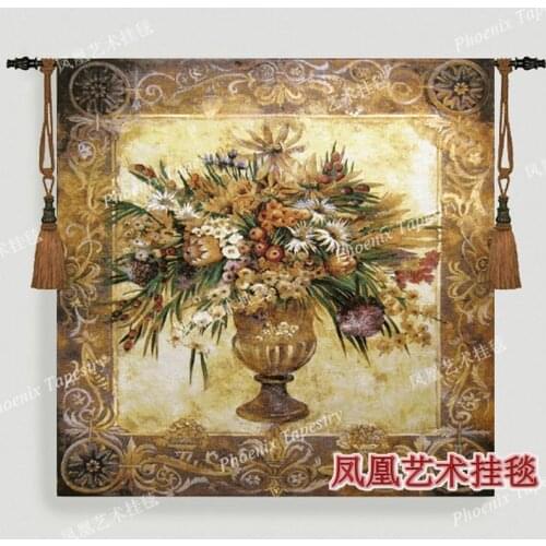 Belgium tapestriesTuscany potted flower big 138*138cm jacquard tapestry fabric picture tapestry wall hangings mural H135