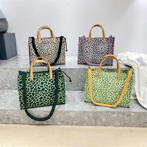 Womens Bag 2021 New Fashion Shoulder Bag Leopard print Canvas Bag Large Volume Handbag One-shoulder Bag