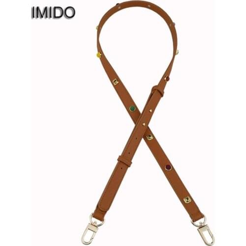 IMIDO Rivet Women replacement Bag straps Long pu leather shoulder belt Crossbody bag handbag accessories parts ornament STP136