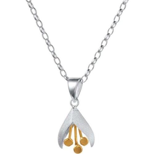 Womens Snowdrop Necklace January Birth Flower Jewellery Silvertone Gold Bell Flower Necklace 46+7 Extenders #JK38FG
