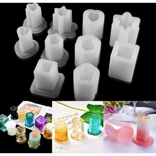 1Pcs Toothpick Box Round Silicone Mold Square UV Epoxy Resin Casting Mold For DIY Home Decoration Crafts Brush Pot Making Tools