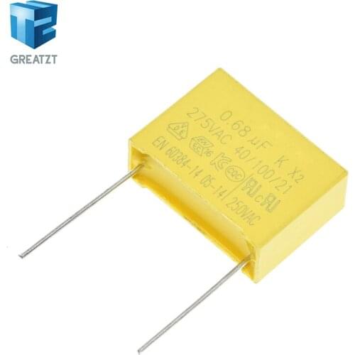 10pcs 0.68uF capacitor X2 capacitor 275VAC 680NF Pitch 22mm X2 Polypropylene film capacitor 0.68uF