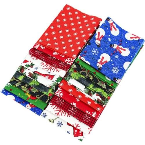 10pcs 25x20cm Random No Repeating Christmas Printed Cotton Fabric Sewing Quilting Patchwork Cloth For DIY Handmade Accessories