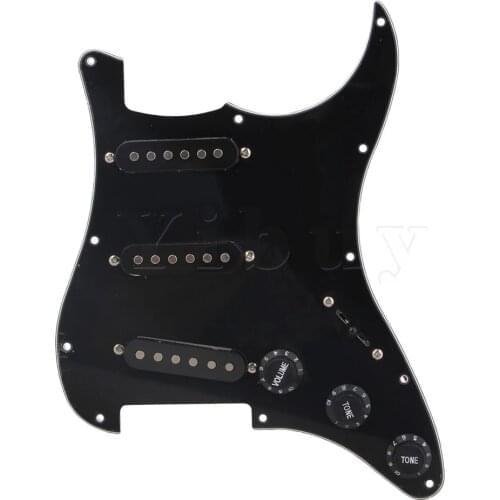 3 Ply SSS Electric Guitar Part Prewired Loaded Pickup Pickguard Assembly Black