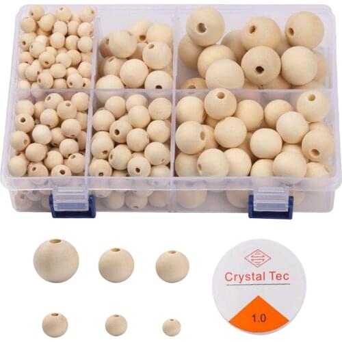 320x Bulk Natural Wood Beads Wooden Round Spacer Bead for Jewelry Making