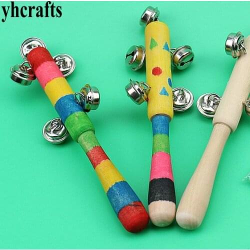 6PCS/LOT.Paint unfinished wood handbell,Baby rattle,DIY wood toy,kids toys,Early educational toys,Kindergarten crafts.DIY.OEM