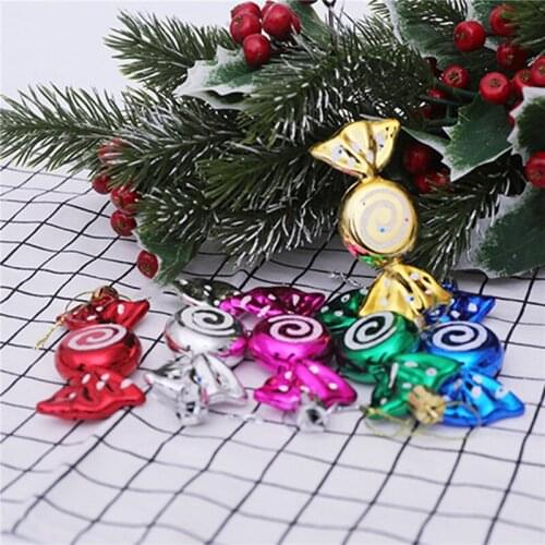 6pcs Colorful Christmas Decoration Candy Props Hanging Pendant Ornament Christmas Candy Hanging Supplies For Christmas Tree