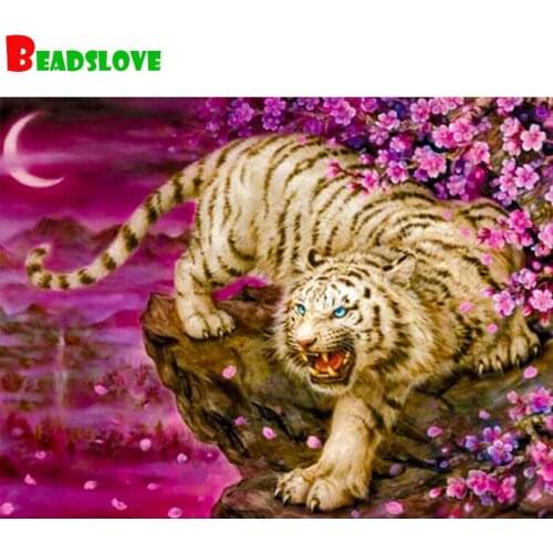 Diamond Painting Tiger Cross Stitch Kits Diamond Mosaic Full Square round Drill flower moon landscape Diamond Embroidery Decor