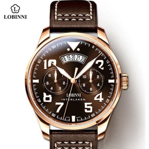 Lobinni New Luxury Brand Automatic Mechanical Mens Watch Sapphire Crystal Stainless Steel Miyota 9122 Waterproof 50MM Clock