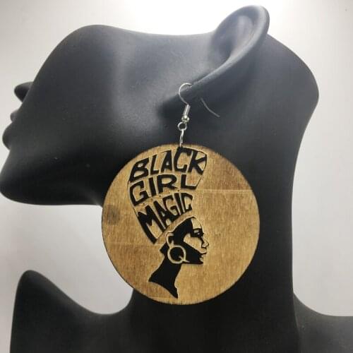 Black Girl Magic Wooden Earrings