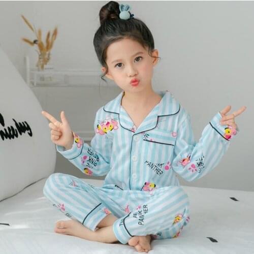 Spring and autumn childrens long sleeved pajamas suit for kids 100%cotton girls boys household clothes children pajamas R4