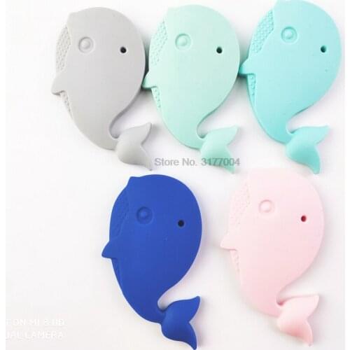 DHL 100pcs Silicone Whale Teether Can Chew DIY Accessory Nursing Toys Teether Pendant For Necklace Bracelet Baby Teether