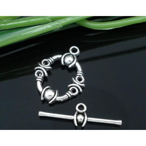 Doreen Box Lovely 25 Sets Silver Color Toggle Clasps Findings (B05028)