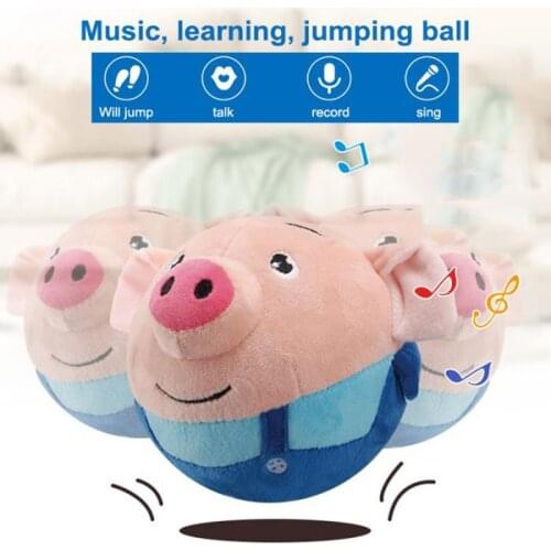 160 Songs Recordable Pig Electronic Pets Bluetooth Talking Pig Plush Jump Ball Creative Music Dancing Pig Toy Kids Gift