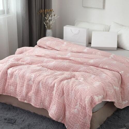 100% Cotton Gauze Bed Sheet 6Layers Muslin Blanket for Bed Pure Cotton Bedspreads Plain Throw Summer Blanket