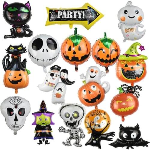 Halloween Balloon Ghost Pumpkin Decoration Spider Bat Witch Skull Black Foil Balloon Globos For Halloween Party Decor Supplies