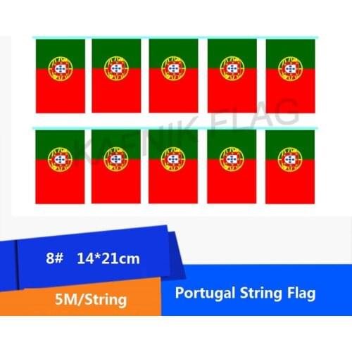 KAFNIK,5 meters 20 faces 14*21CM Portugal String Flag Banner Bar For Party Decoration/World Event Carnival Decor