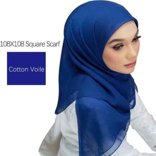 Square 108*108 Bawal Women Scarf Cotton Voile Hijab Lady Shawls Head Scarves Neck Headscarf Islamic Hijab Shawls and Wraps