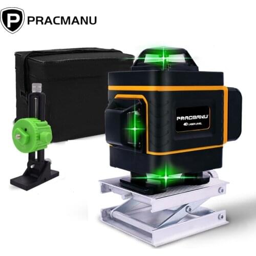 Pracmanu Laser Level 16 Lines Green Line 4D Self-Leveling 360 Horizontal & Vertical Powerful Laser Green Beams Laser Level