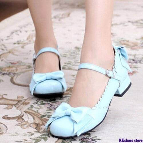 Lolita Sweet Jk Student Japanese Princess Round Head Tea Party Bow Cute Palace Bowknot Princess Kawaii Girl Women Shoes Vintage