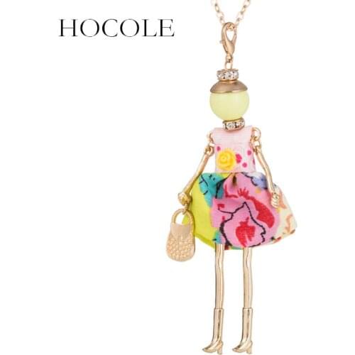 Sweet Love Family Suite Adult Children Statement Necklace Cute Floral Dress Doll Pendant Necklace For Women Girls Party Jewelry