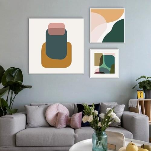 Morandi Modern Minimalist Paintings Geometric Abstract Color Block Sofa Background Wall Decorative Painting Nordic Ins Mural