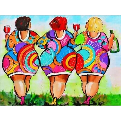 Cartoon Diamond Painting Women Full Square Round Diamond Embroidery Fat Lady DIY Diamonds Mosaic Beaded Embroidery 3d Pictures