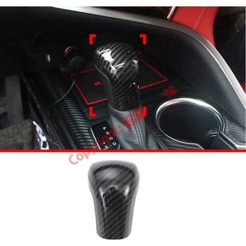 Carbon Fiber Style Interior Gearshift Knob Trim For Toyota Camry MK8 2018 2019