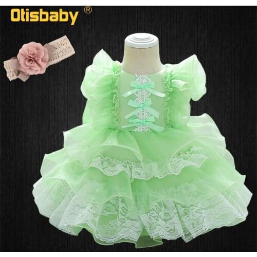 1 2 3 4 5 Year Birthday Party Baby Girl Lace Fluffy Dress Sweet Toddler Carnival Lolita Maid Costume Baptism Cake Smash Tutu